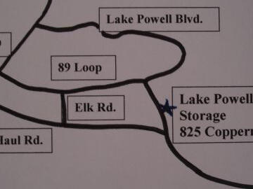 Map to Lake Powell Boat, RV and Mini Storage in Page Arizona